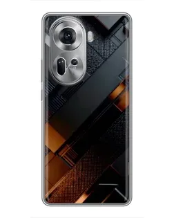 Чехол для OPPO Reno 11 5G с картинкой «Черные геометрические блоки»