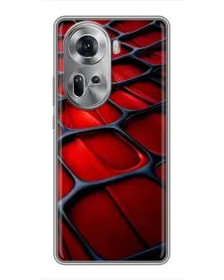 Чехол для OPPO Reno 11 5G с картинкой «Красная глянцевая сетка»