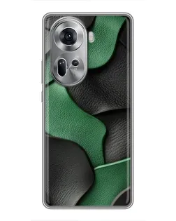 Чехол для OPPO Reno 11 5G с картинкой «Зеленые кожаные волны»