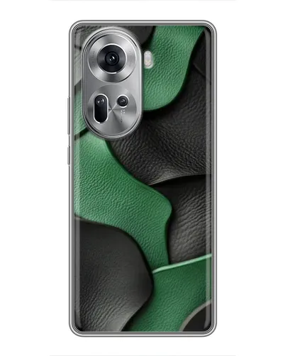 Чехол для OPPO Reno 11 5G с картинкой «Зеленые кожаные волны»