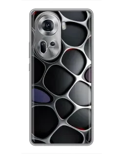Чехол для OPPO Reno 11 5G с картинкой «Объемная темная решетка»