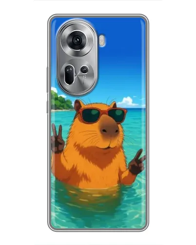 Чехол для OPPO Reno 11 5G с картинкой «Морская капибара»