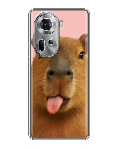 Чехол для OPPO Reno 11 5G с картинкой «Капибара с языком»