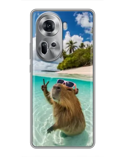 Чехол для OPPO Reno 11 5G с картинкой «Капибара на море»