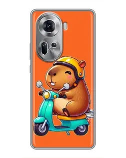 Чехол для OPPO Reno 11 5G с картинкой «Капибара на скутере» Чехол для OPPO Reno 11 5G с картинкой «Капибара на скутере»