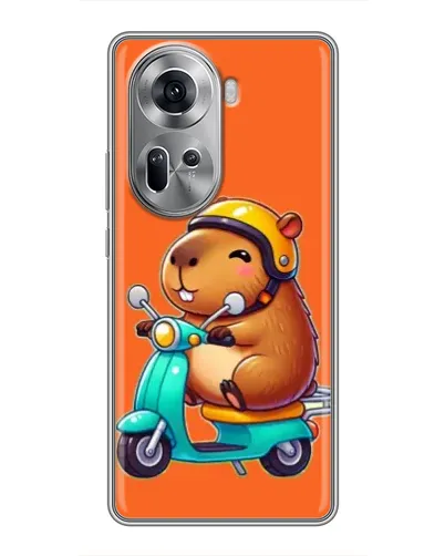 Чехол для OPPO Reno 11 5G с картинкой «Капибара на скутере»
