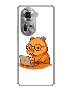 Чехол для OPPO Reno 11 5G с картинкой «Капибара с ноутбуком» Чехол для OPPO Reno 11 5G с картинкой «Капибара с ноутбуком»