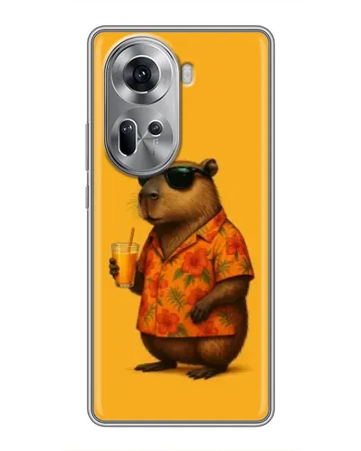 Чехол для OPPO Reno 11 5G с картинкой «Капибара на отдыхе»