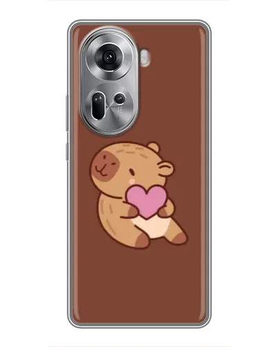 Чехол для OPPO Reno 11 5G с картинкой «Капибара с сердцем»