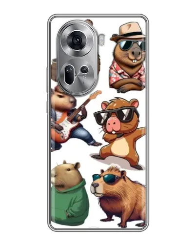 Чехол для OPPO Reno 11 5G с картинкой «Крутые капибары музыканты»