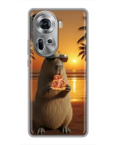 Чехол для OPPO Reno 11 5G с картинкой «Капибара с пиццей»