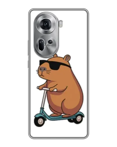 Чехол для OPPO Reno 11 5G с картинкой «Капибара на самокате»
