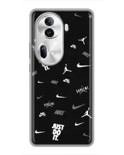 Чехол для OPPO Reno 11 Pro 5G с картинкой «Nike Black Pattern»