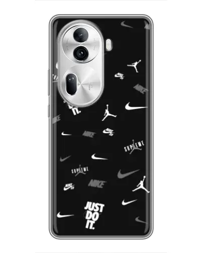 Чехол для OPPO Reno 11 Pro 5G с картинкой «Nike Black Pattern»