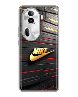 Чехол для OPPO Reno 11 Pro 5G с картинкой «Золотой Nike на металле»