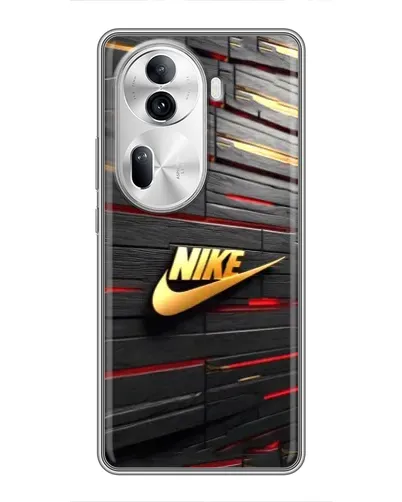 Чехол для OPPO Reno 11 Pro 5G с картинкой «Золотой Nike на металле»
