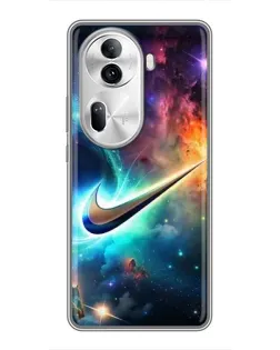 Чехол для OPPO Reno 11 Pro 5G с картинкой «Космический Nike Swoosh»