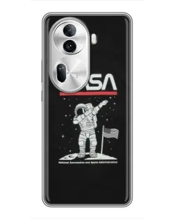 Чехол для OPPO Reno 11 Pro 5G с картинкой «NASA — шагаем по Луне»