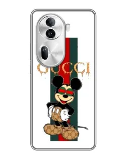 Чехол для OPPO Reno 11 Pro 5G с картинкой «Микки Маус Gucci — полосы»