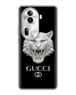 Чехол для OPPO Reno 11 Pro 5G с картинкой «Gucci — серебряный лев»