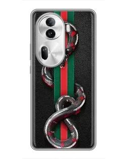 Чехол для OPPO Reno 11 Pro 5G с картинкой «Gucci — змея на полосе»