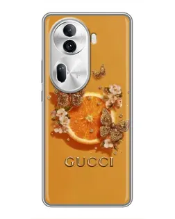 Чехол для OPPO Reno 11 Pro 5G с картинкой «Gucci — золотые бабочки»