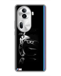 Чехол для OPPO Reno 11 Pro 5G с картинкой «Силуэт BMW в темноте»