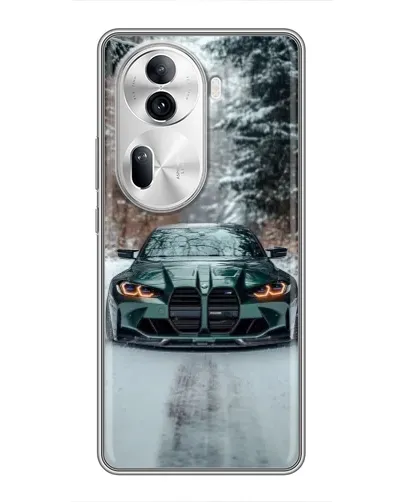 Чехол для OPPO Reno 11 Pro 5G с картинкой «BMW в зимнем лесу»