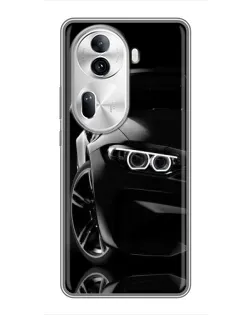 Чехол для OPPO Reno 11 Pro 5G с картинкой «Черная BMW — профиль»