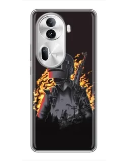Чехол для OPPO Reno 11 Pro 5G с картинкой «PUBG — огненный силуэт»