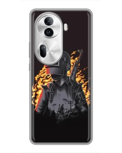 Чехол для OPPO Reno 11 Pro 5G с картинкой «PUBG — огненный силуэт»