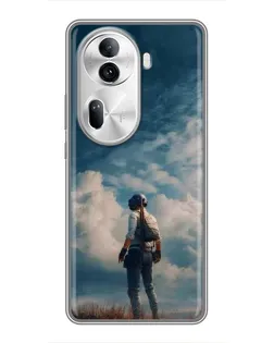 Чехол для OPPO Reno 11 Pro 5G с картинкой «Герой PUBG на скале»