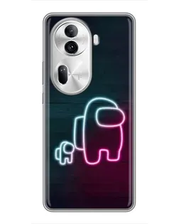 Чехол для OPPO Reno 11 Pro 5G с картинкой «Among Us неон-арт»