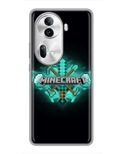 Чехол для OPPO Reno 11 Pro 5G с картинкой «Minecraft Diamond лого»