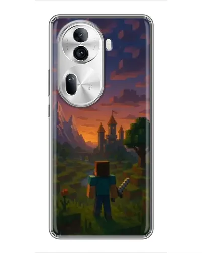 Чехол для OPPO Reno 11 Pro 5G с картинкой «Стив у башни» Чехол для OPPO Reno 11 Pro 5G с картинкой «Стив у башни»