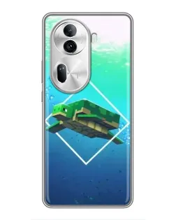Чехол для OPPO Reno 11 Pro 5G с картинкой «Черепаха Minecraft»