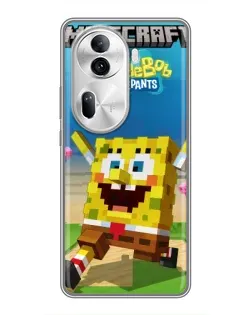 Чехол для OPPO Reno 11 Pro 5G с картинкой «Губка Боб Minecraft»