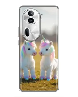 Чехол для OPPO Reno 11 Pro 5G с картинкой «Пара единорогов»