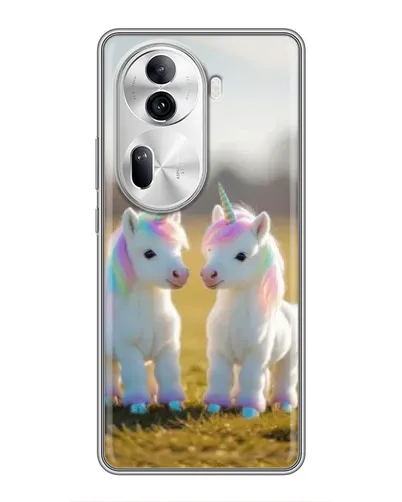 Чехол для OPPO Reno 11 Pro 5G с картинкой «Пара единорогов»
