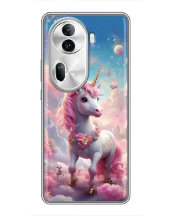 Чехол для OPPO Reno 11 Pro 5G с картинкой «Единорог среди облаков»