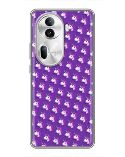 Чехол для OPPO Reno 11 Pro 5G с картинкой «Единороги на фиолетовом»