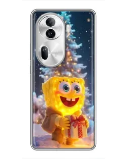 Чехол для OPPO Reno 11 Pro 5G с картинкой «Рождественский Спанч Боб»
