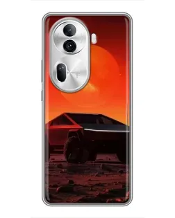 Чехол для OPPO Reno 11 Pro 5G с картинкой «Cybertruck на Марсе»