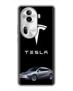 Чехол для OPPO Reno 11 Pro 5G с картинкой «Tesla Model Y»