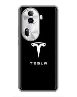 Чехол для OPPO Reno 11 Pro 5G с картинкой «Tesla White Logo»