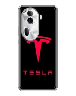 Чехол для OPPO Reno 11 Pro 5G с картинкой «Tesla Red Logo»