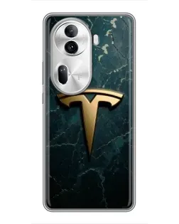 Чехол для OPPO Reno 11 Pro 5G с картинкой «Мраморная Tesla Gold»
