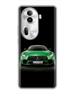 Чехол для OPPO Reno 11 Pro 5G с картинкой «Mercedes — неоновый лого»