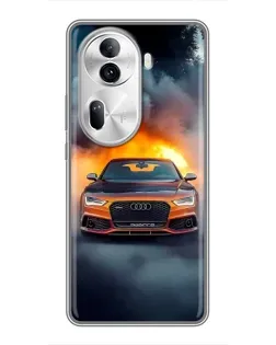 Чехол для OPPO Reno 11 Pro 5G с картинкой «Audi в огненном дыму»