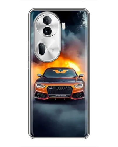 Чехол для OPPO Reno 11 Pro 5G с картинкой «Audi в огненном дыму»